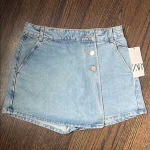 Zara Blue Jean Skort Light Denim Casual